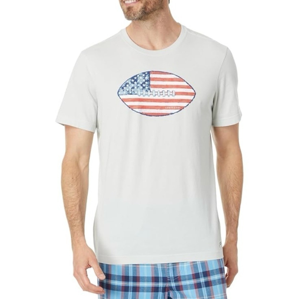 NWT LIFE IS GOOD / Men's Football Flag Graphic Crusher Lite Tee Size M